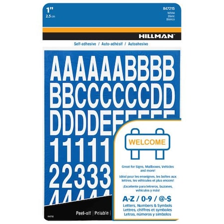 Hillman HILLMAN 1 in. White Vinyl Self-Adhesive Letter and Number Set 0-9/ A-Z 228 pc, PK6 847215